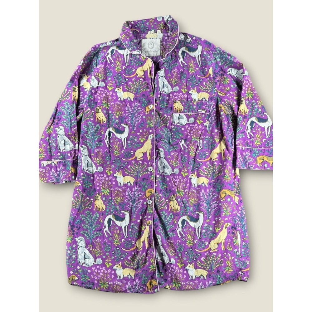 Printfresh Good Dog Organic Cotton Sleep Shirt Purple Canine Print Small